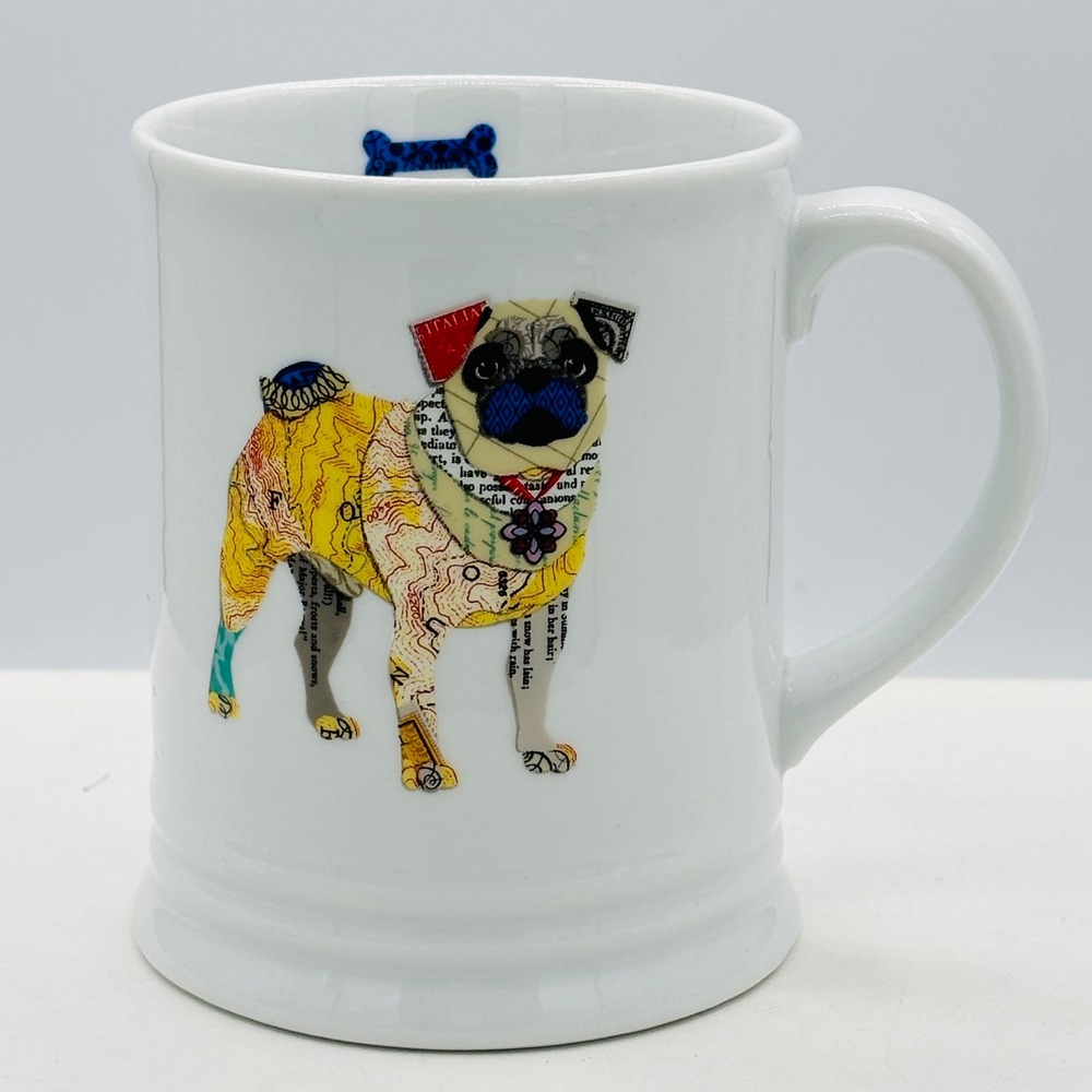 Fringe Studio Ceramic Mug . Art / Mixed‎ Media Collage Pug